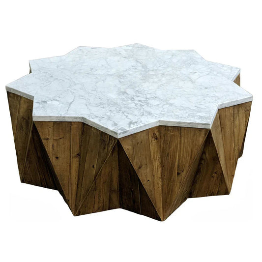 Table basse avec plateau en marbre et base en étoile
