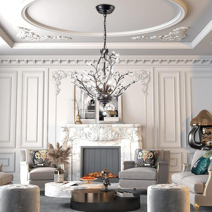 Lustre classique/traditionnel unique Maxax à 4 lumières avec accents en cristal