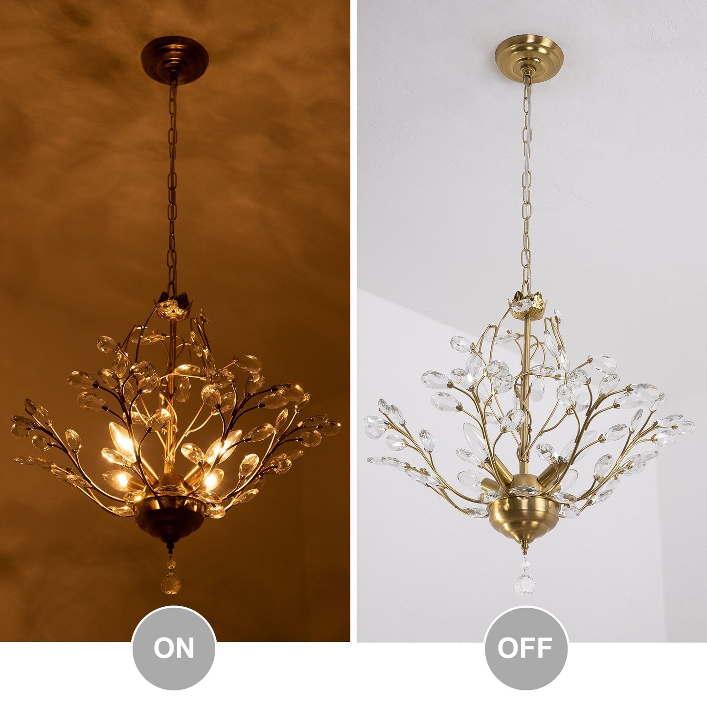 Lustre classique/traditionnel unique Maxax à 4 lumières avec accents en cristal
