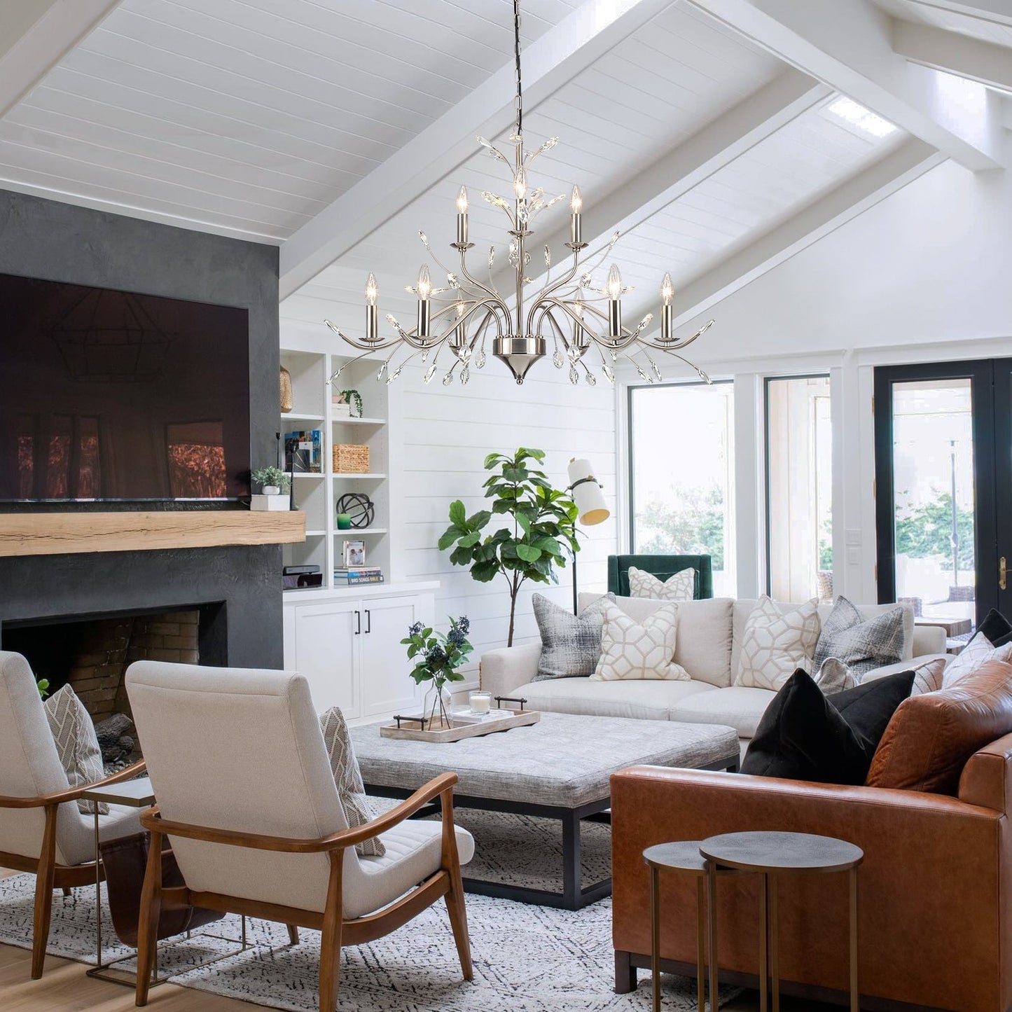 Lustre en cristal style bougie style rétro avec branches d'arbres