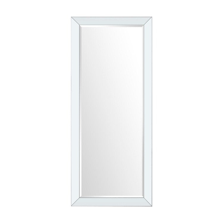 Miroir pleine longueur en imitation bois pour une réflexion claire et complète et une ambiance de pièce améliorée - Argent - Pleine longueur