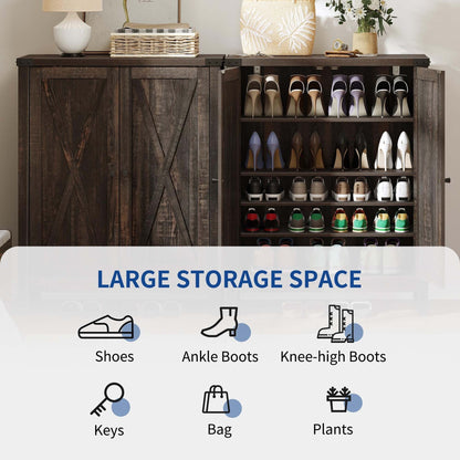 Meuble de rangement à chaussures Moasis à 5 niveaux pour 20 paires de chaussures avec portes doubles pour l'entrée