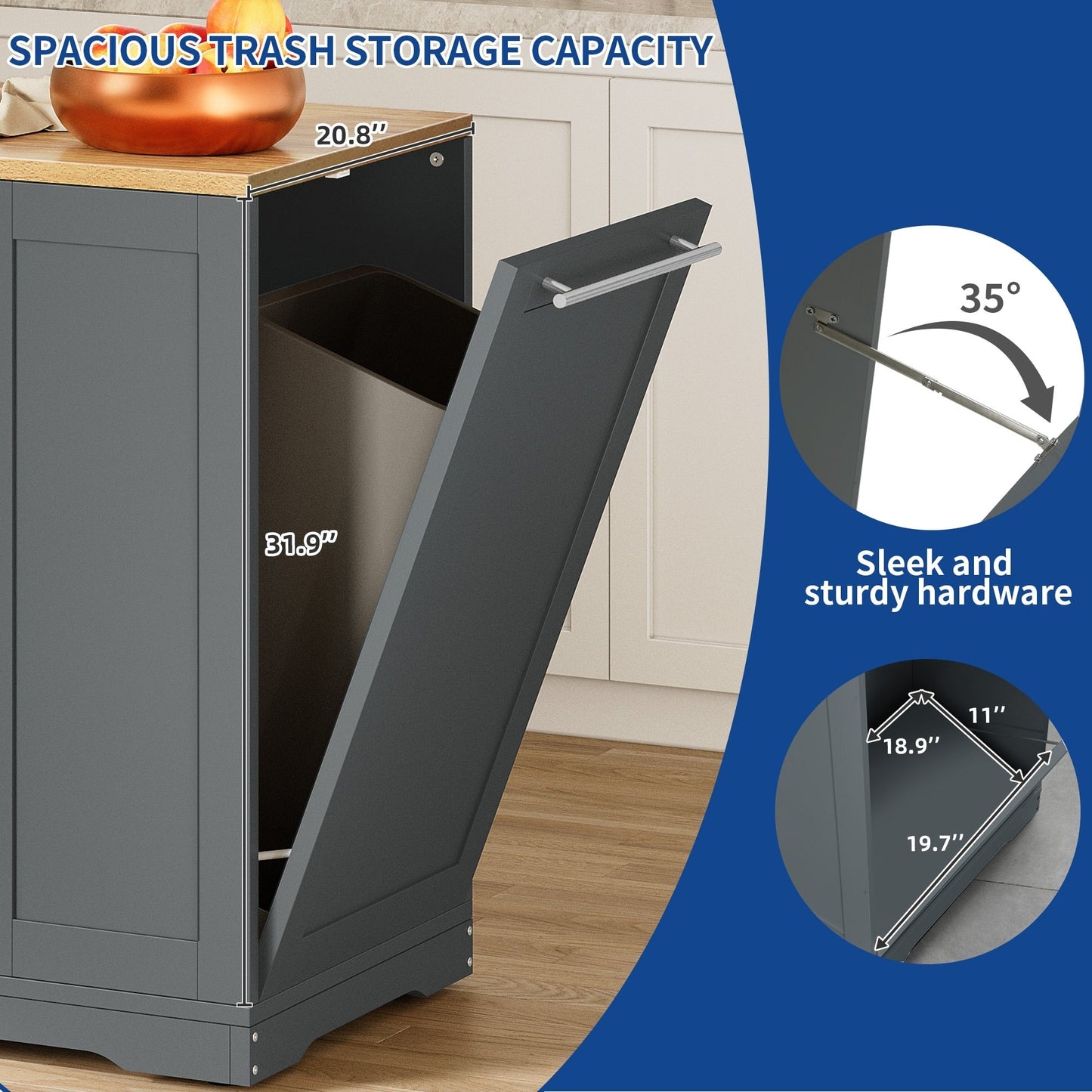 Meuble de rangement pour îlot de cuisine roulant Moasis de 53 pouces, chariot de cuisine mobile portable