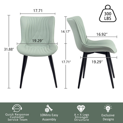 Lot de 2 chaises de salle à manger modernes en cuir rembourré sans accoudoirs