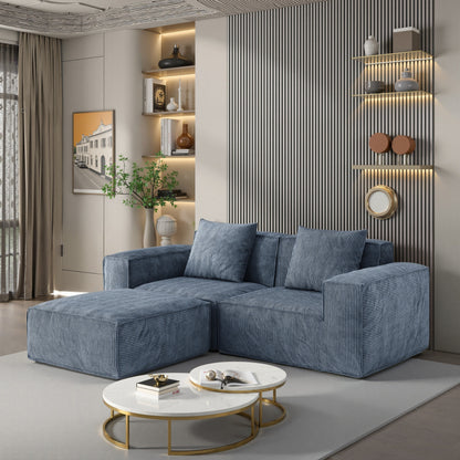 Canapé convertible modulable 2 places en velours côtelé gris