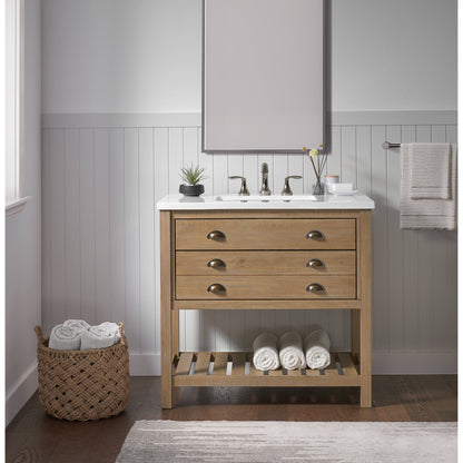 Meuble-lavabo simple de style ferme Monterey 37 avec dessus