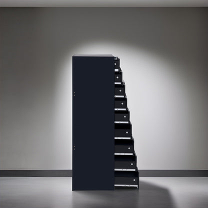 Armoire étroite en bois à 9 tiroirs avec tiroirs coulissants en douceur et étagère de rangement supérieure