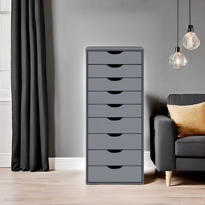 Armoire étroite en bois à 9 tiroirs avec tiroirs coulissants en douceur et étagère de rangement supérieure