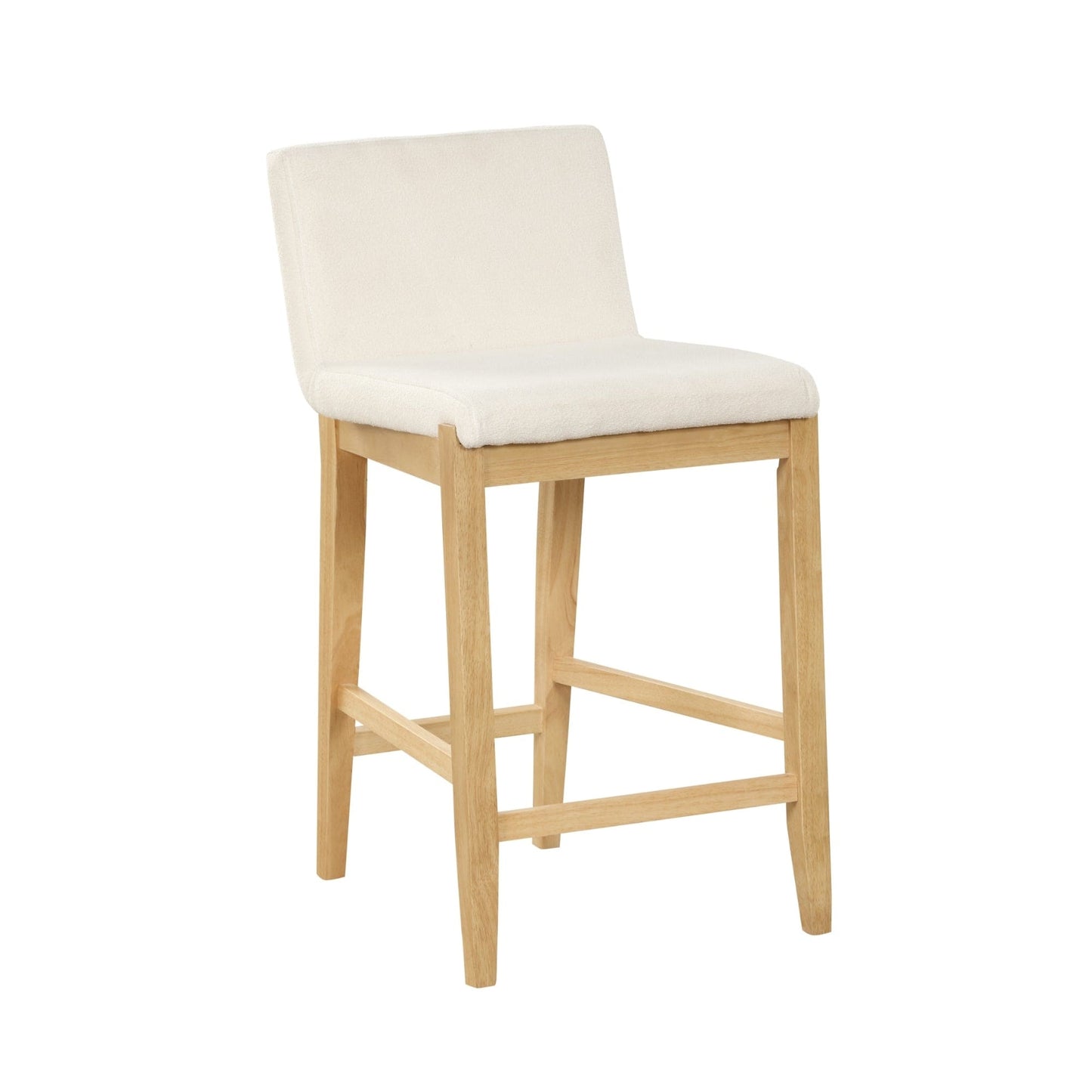 Tabouret de bar moderne Gracie, chaise rembourrée en boucle et pieds en bois brossé