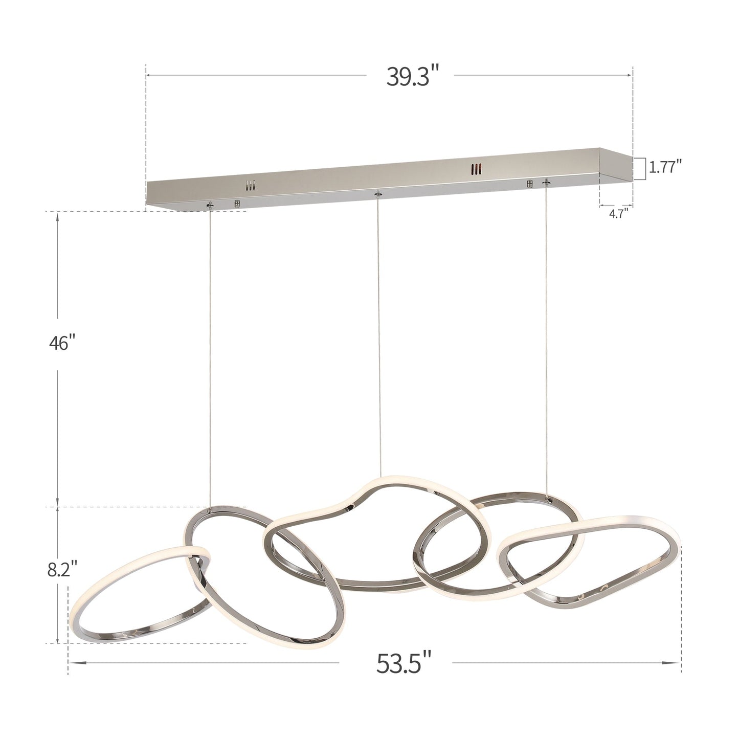 Lustre LED de luxe en acier inoxydable imbriqué de style nordique pour salle à manger