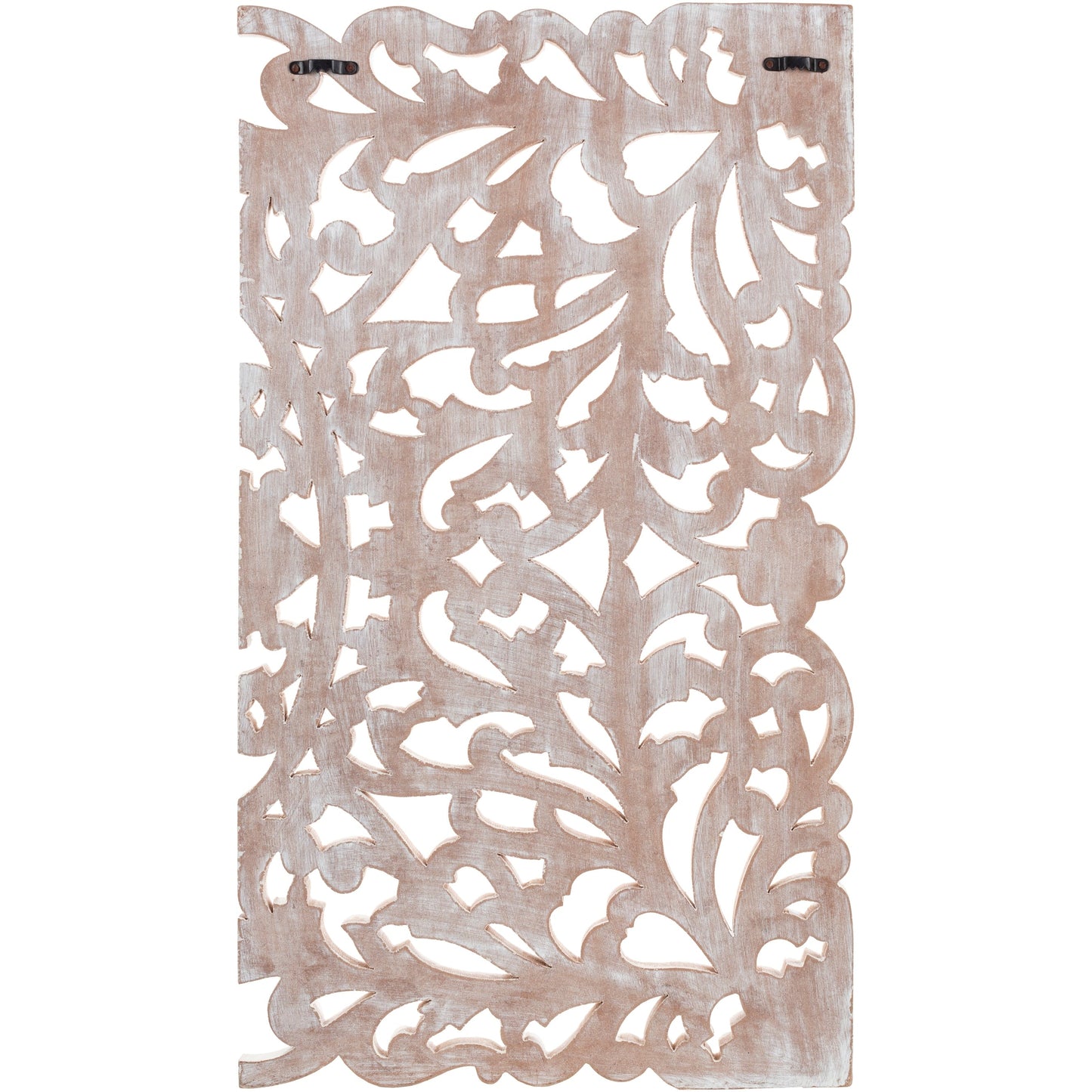 Décoration murale à 3 panneaux en bois naturel sculpté à la main Norma Floral 48 x 28 pouces
