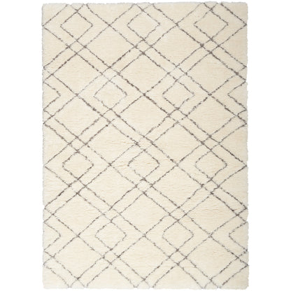 Tapis Nourison luxueux à poils longs et ultra moelleux, motif géométrique abstrait