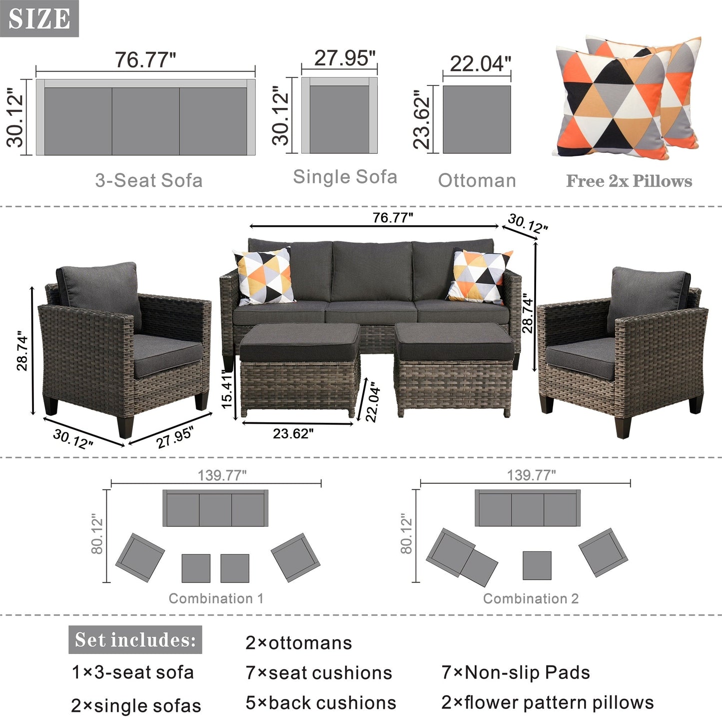 Ensemble de 5 sièges de jardin à dossier haut en osier OVIOS