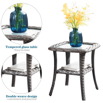 Ensemble de 8 chaises pivotantes en osier pour patio OVIOS