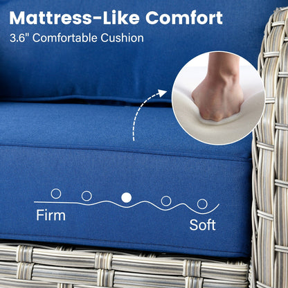 Ensemble de 9 chaises pivotantes d'extérieur en osier OVIOS avec table à feu