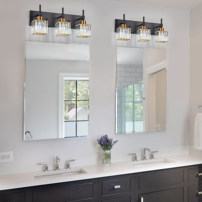 Luminaires de salle de bain en cristal à intensité variable Ora Modern sur miroir Glam Vanity Lights