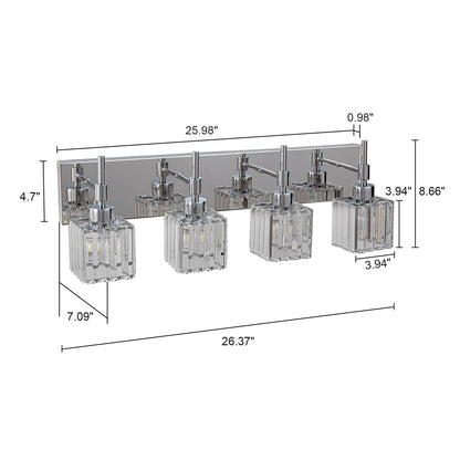 Luminaires de salle de bain en cristal à intensité variable Ora Modern sur miroir Glam Vanity Lights