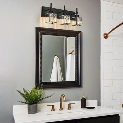 Luminaires de salle de bain en cristal à intensité variable Ora Modern sur miroir Glam Vanity Lights