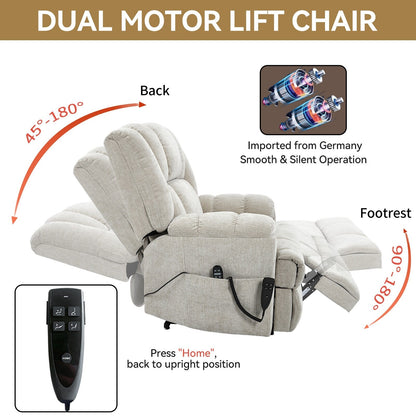 Fauteuil inclinable électrique surdimensionné en chenille avec massage et chauffage lombaire, inclinable en position infinie