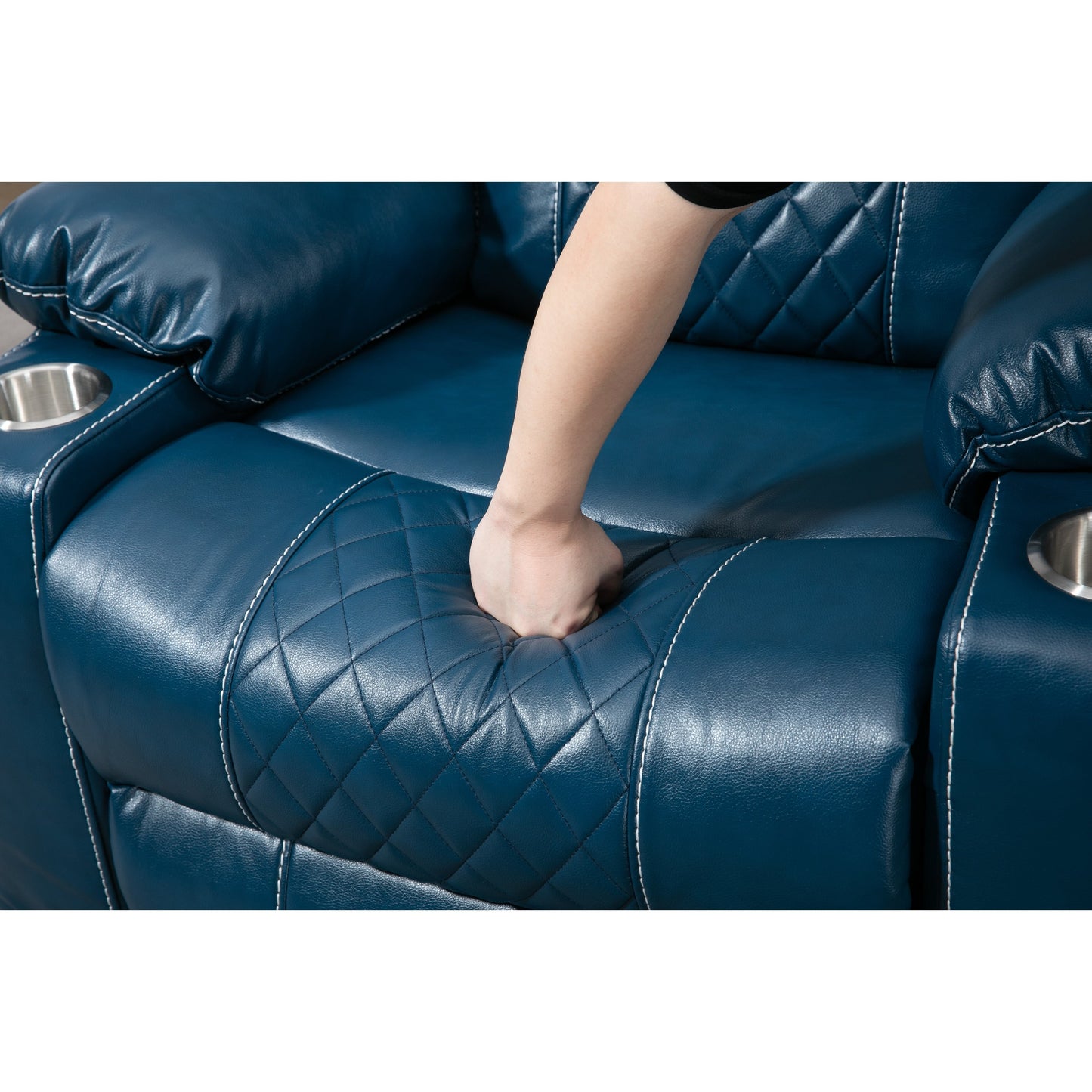 Fauteuil inclinable électrique surdimensionné en cuir PU avec massage, chauffage lombaire, porte-gobelet, inclinaison à plat à 180°