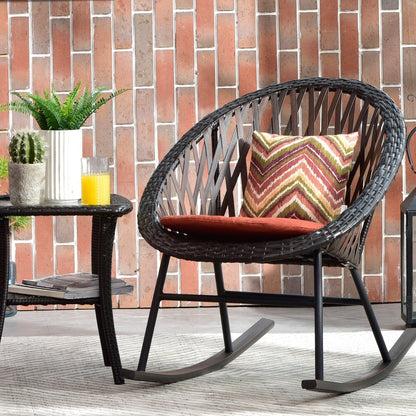 Ensemble bistrot OVIOS 3 pièces avec chaises à bascule et table basse en verre