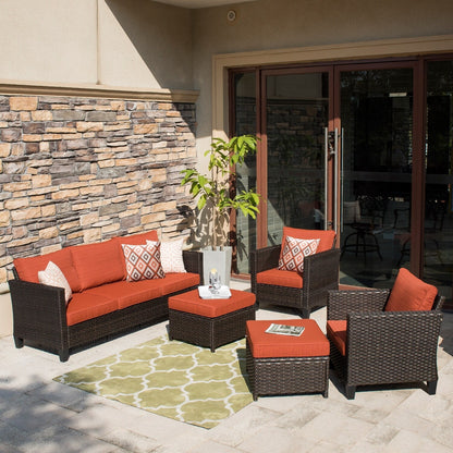 Ensemble de 5 sièges de jardin à dossier haut en osier OVIOS