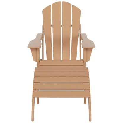 Chaise Adirondack pliable Polytrends Laguna en PEHD pour terrasse extérieure toutes saisons avec pouf (ensemble 2 pièces)