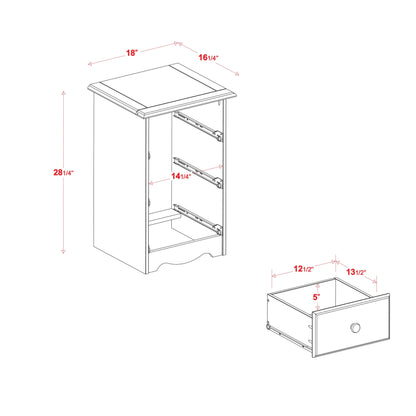 Table de chevet 3 tiroirs 100 % bois massif de Palace Imports avec boutons en métal ou en bois
