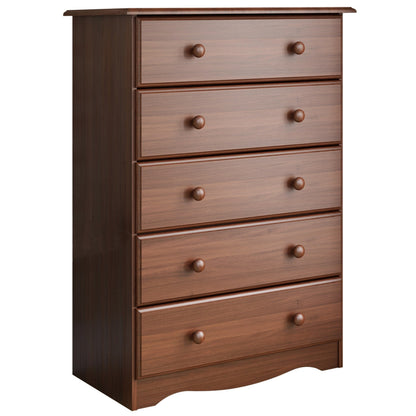 Commode 5 tiroirs 100 % bois massif avec boutons en métal ou en bois de Palace Imports