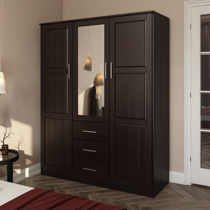 Armoire penderie 3 portes Cosmo 100 % bois massif de Palace Imports avec portes en bois massif ou en miroir