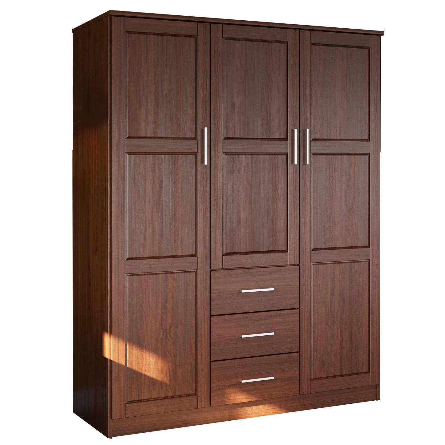 Armoire penderie 3 portes Cosmo 100 % bois massif de Palace Imports avec portes en bois massif ou en miroir