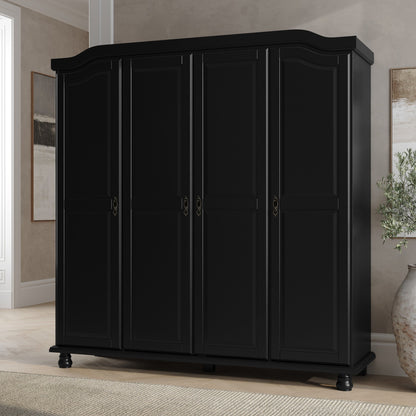Armoire penderie 4 portes Kyle 100 % bois massif de Palace Imports avec portes en bois massif ou en miroir