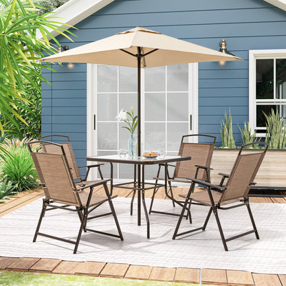 Ensemble de patio Pellebant 6 pièces avec table, parasol et 4 chaises pliantes - 22,4 L x 26,8 P x 34,4 H