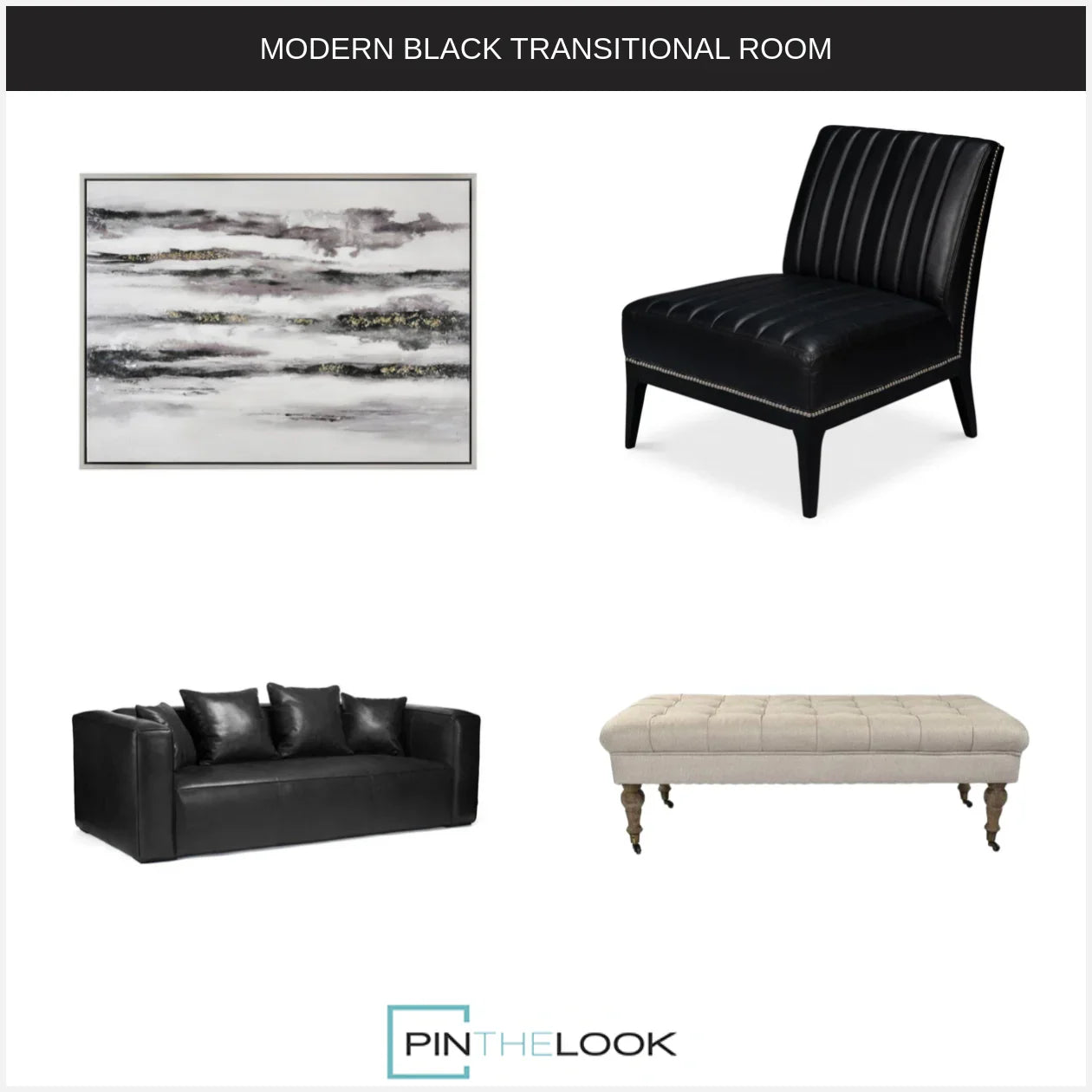 Fauteuil pantoufle moderne en cuir noir