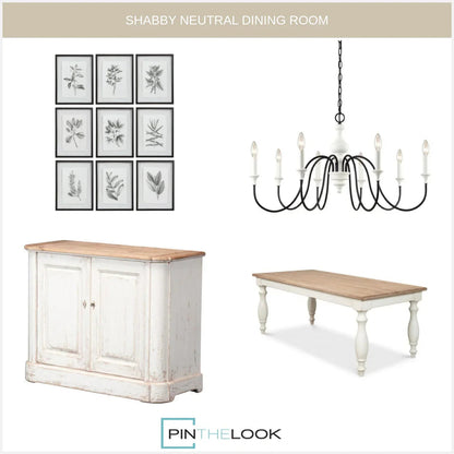 Buffet Cottage Chic avec plateau en bois