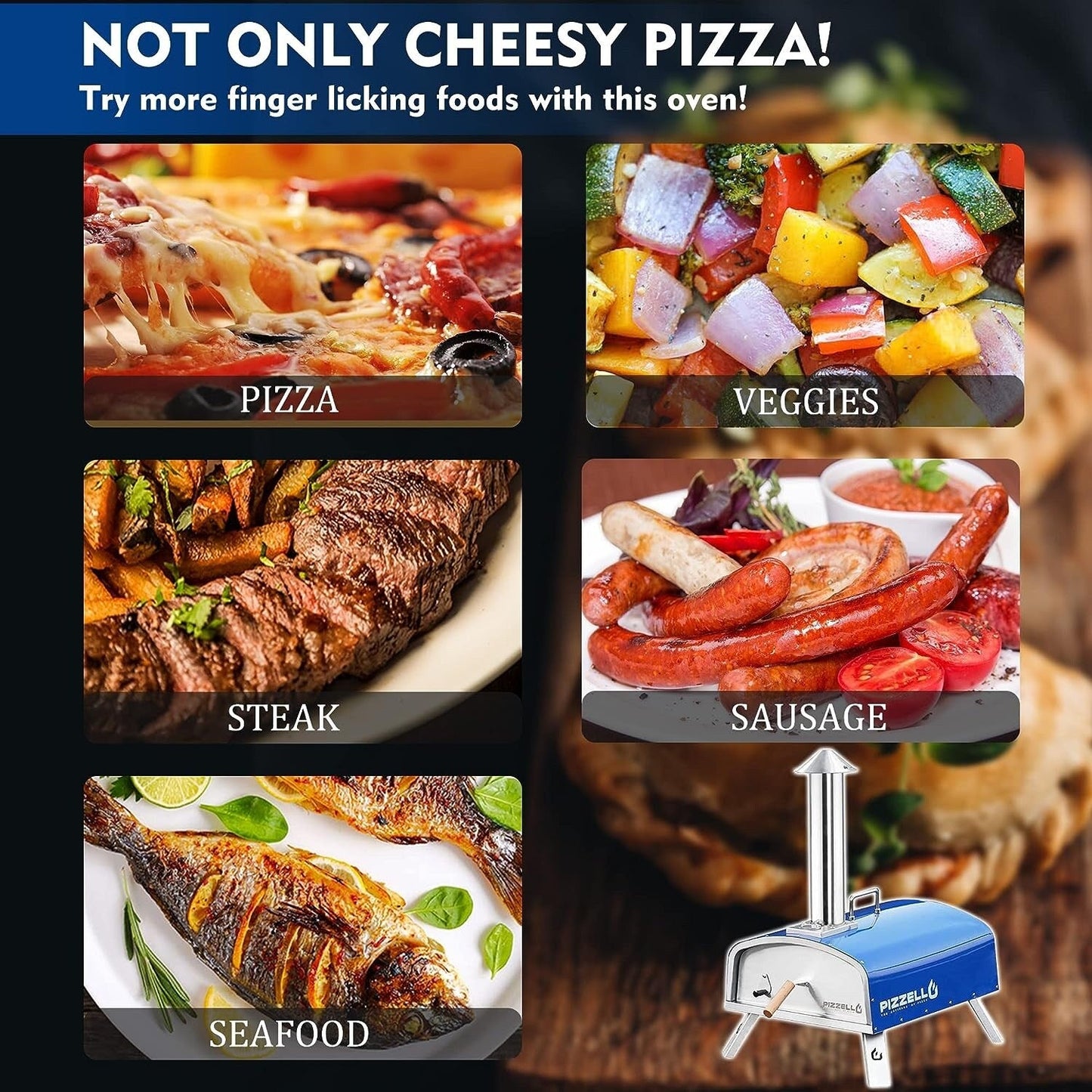 Four à pizza extérieur au feu de bois, four à pizza portable avec pelle à pizza et sac de transport - 16 pouces