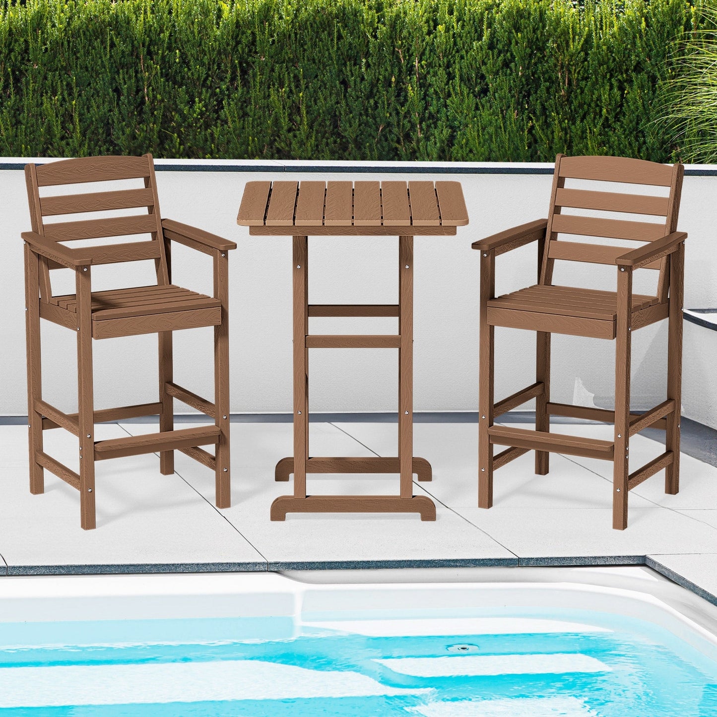 Ensemble de 3 chaises hautes Adirondack en plastique pour patio