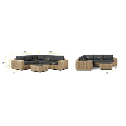 Ensemble de salon d'angle d'extérieur/terrasse Poly &amp; Bark Puglia avec table basse