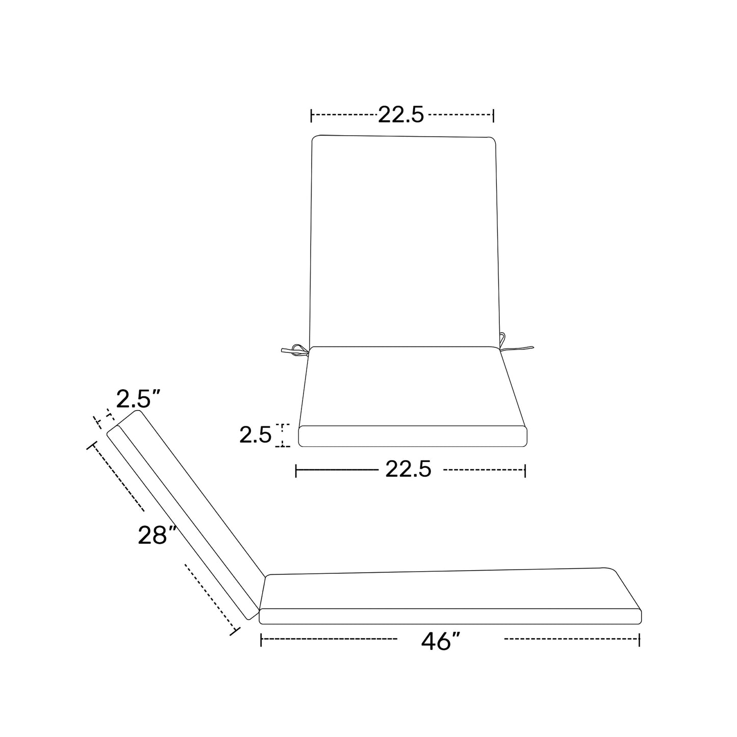 Coussins de chaise longue d'extérieur Polytrends, résistants à la décoloration, toutes saisons (lot de 2)