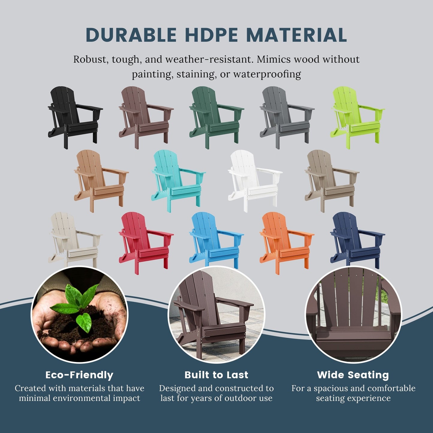 Chaises pliantes Adirondack Polytrends Laguna résistantes aux intempéries (lot de 4)