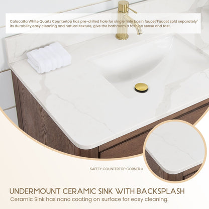 Meuble-lavabo Porto avec dessus en quartz blanc sans miroir