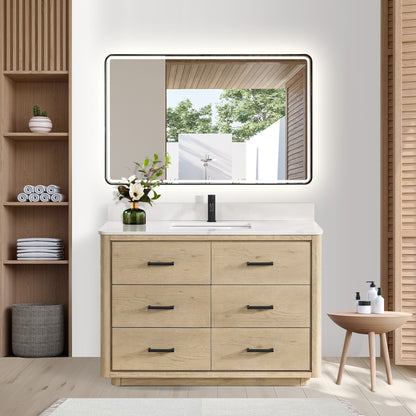 Meuble-lavabo Porto avec dessus en quartz blanc sans miroir