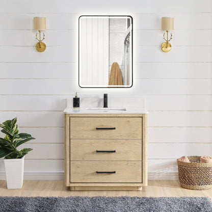 Meuble-lavabo Porto avec dessus en quartz blanc sans miroir