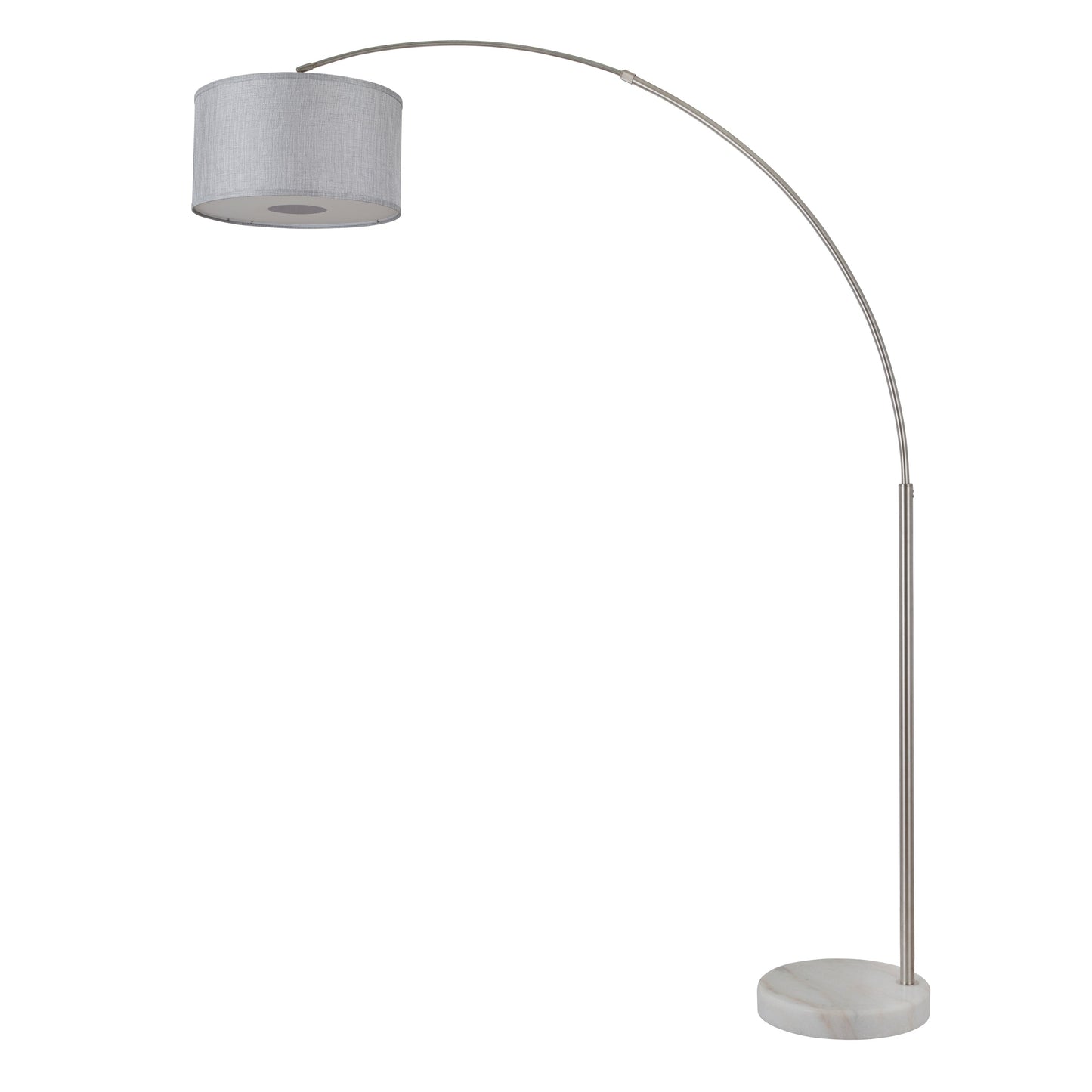 Lampadaire arqué réglable en acier Q-Max 81 avec abat-jour extra large et base en marbre
