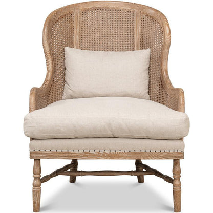 Chaise d'appoint en rotin à dossier rond