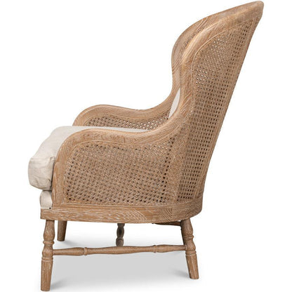 Chaise d'appoint en rotin à dossier rond