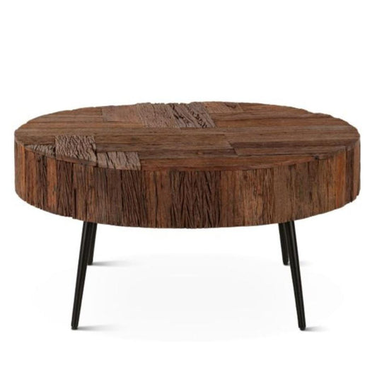 Table basse ronde en bois récupéré