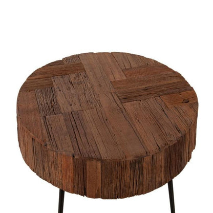 Table basse ronde en bois récupéré