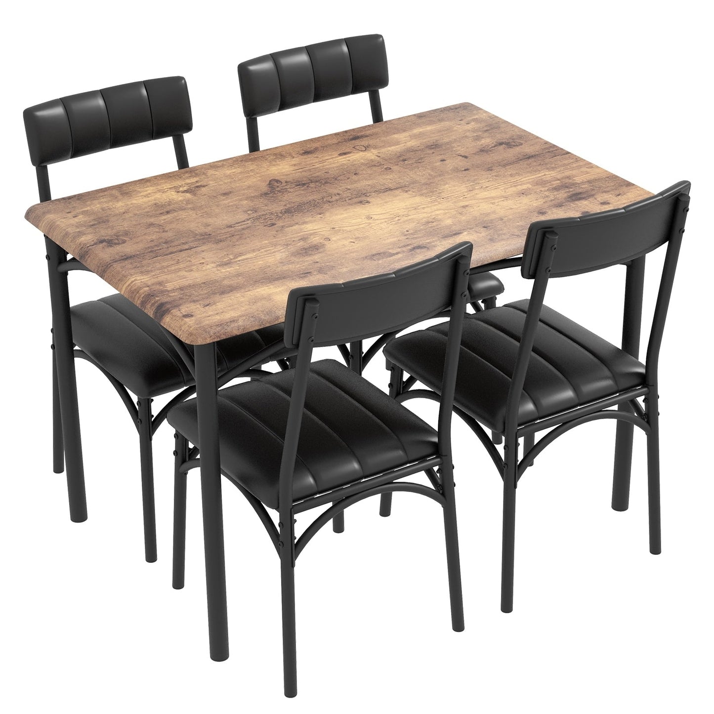 Ensemble table à manger rectangulaire pour 4 personnes avec chaises rembourrées