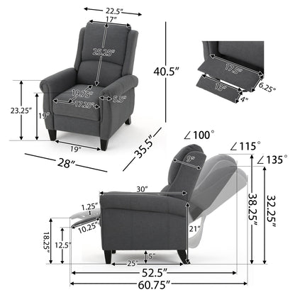 Fauteuil inclinable en cuir PU ultra-confortable Roomfitters, fauteuil inclinable luxueux pour salon ou chambre à coucher